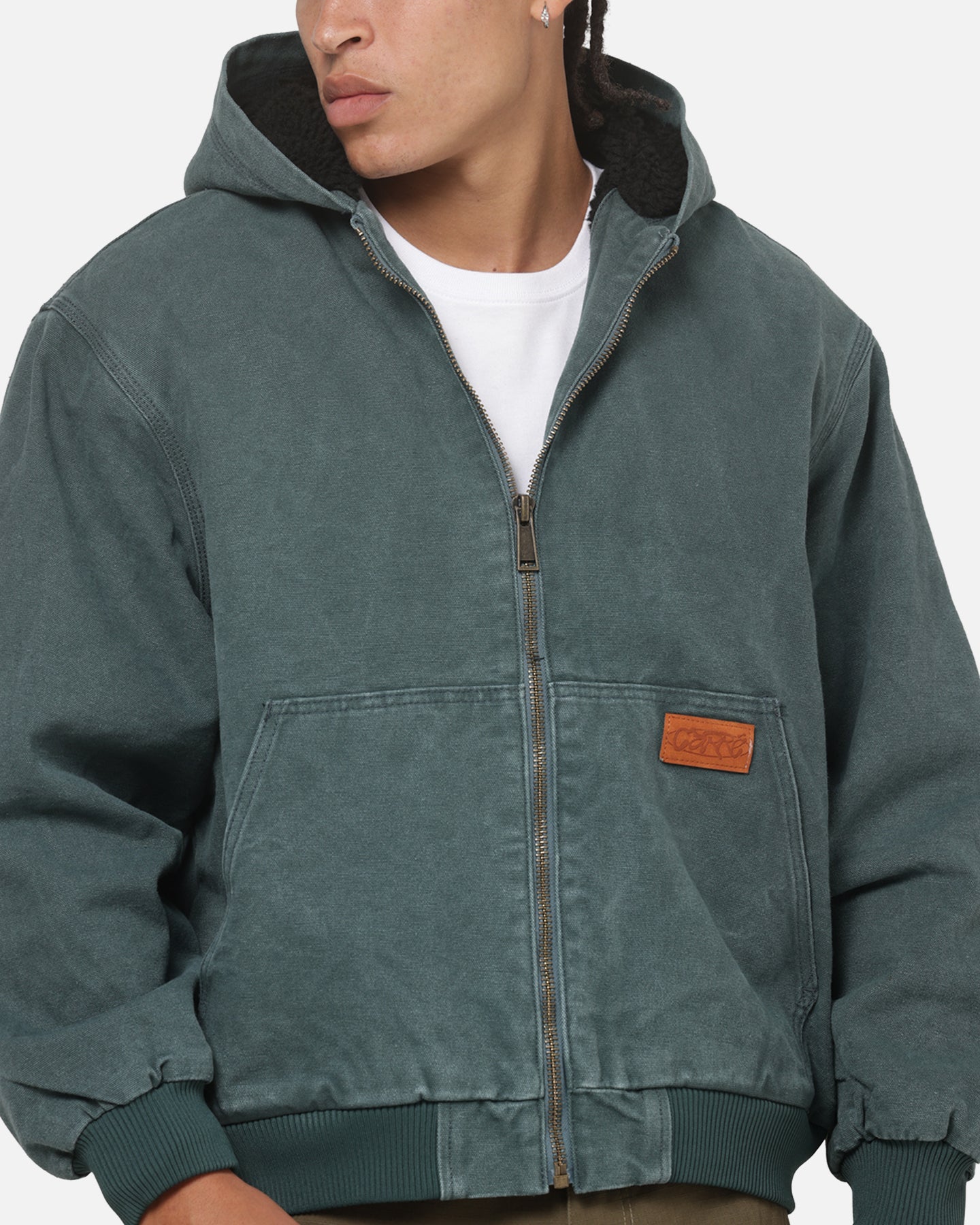 Carre Sherpa Lined Hoodie Forest Green