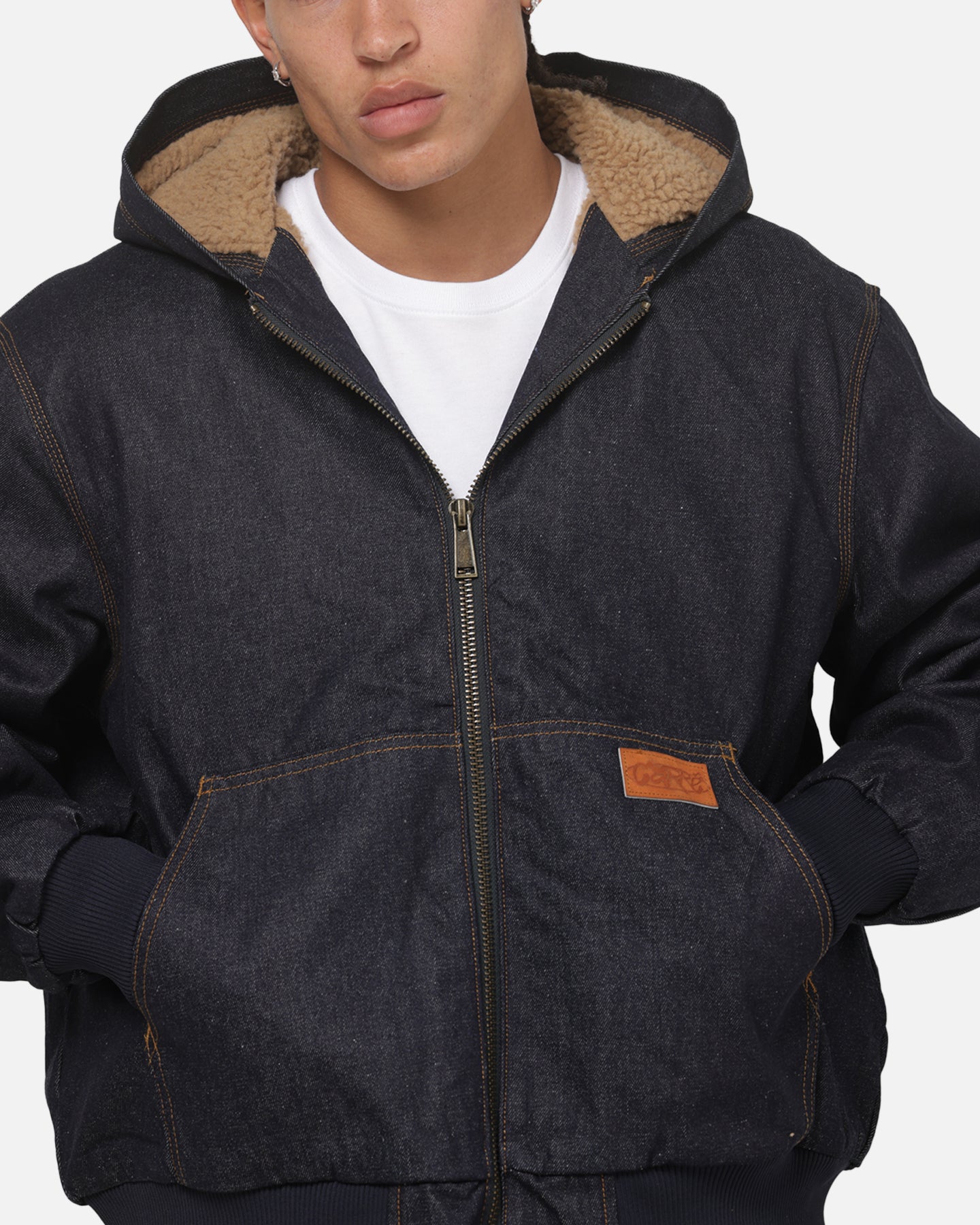 Carre Sherpa Lined Hoodie Raw Indigo