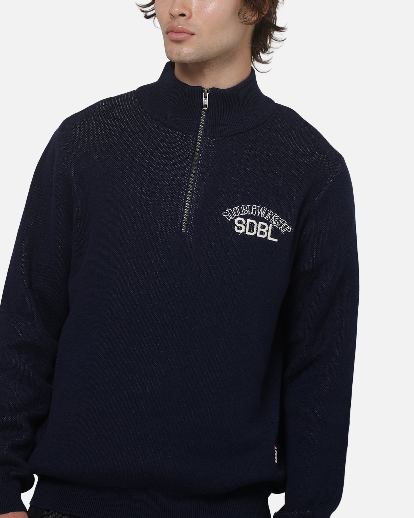 AVILA S Double Team Knit Quarter Zip Crewneck Navy