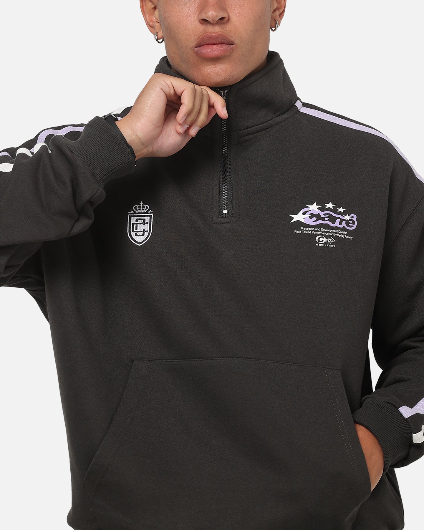 Carre Footie 1/4 Zip Crewneck Vintage Black