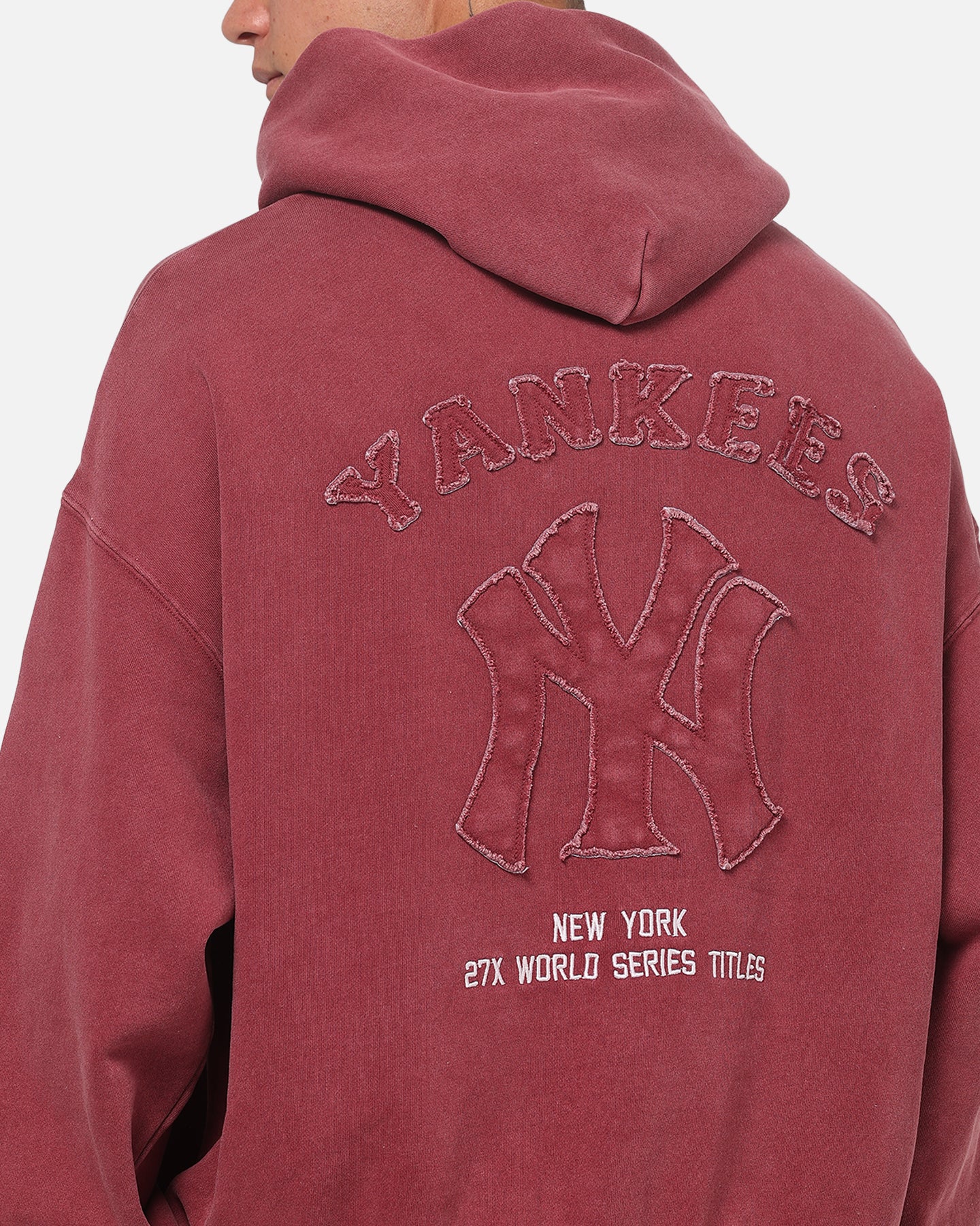 Majestic Athletic New York Yankees MLB Ghost Fade Box Hoodie Sour Cherry