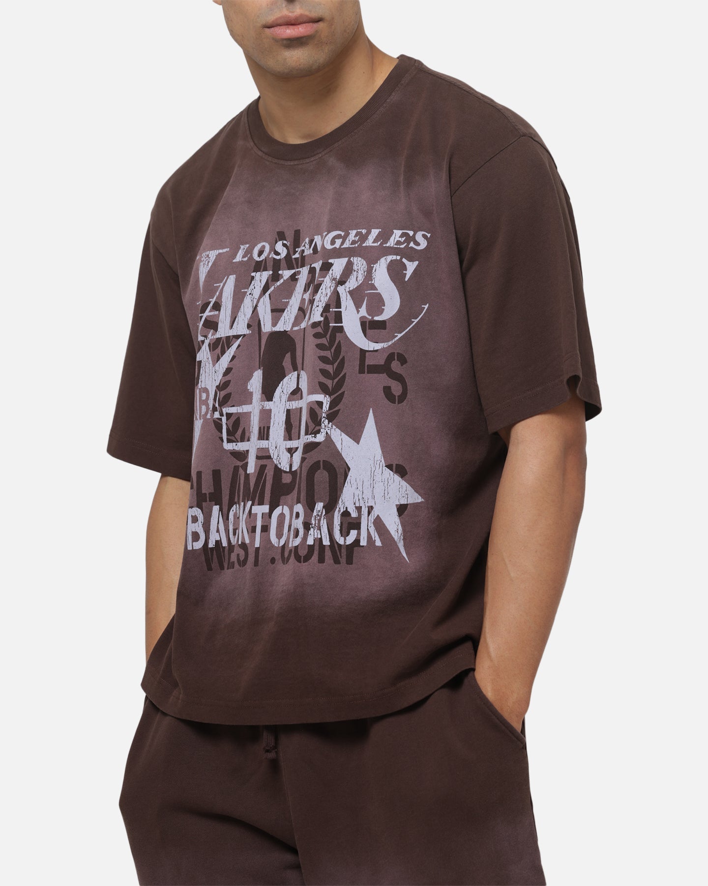 Mitchell & Ness Los Angeles Lakers Overprint T-Shirt Dark Oak