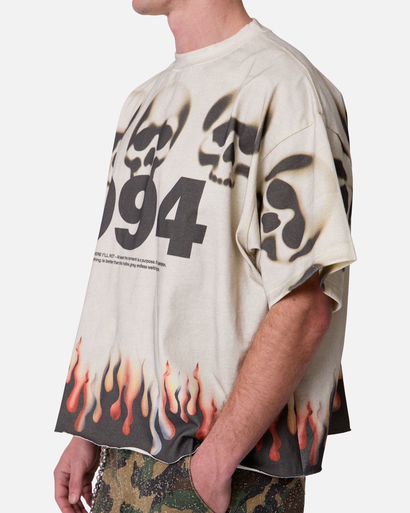 MNML Flame Skull T-Shirt Off White
