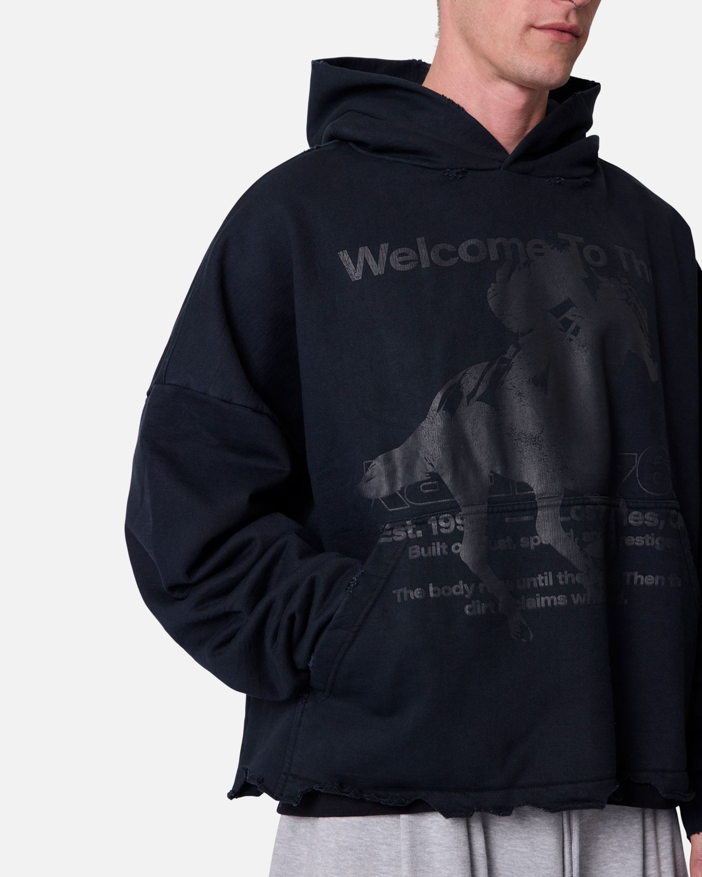 MNML Moth Eatten Hoodie Black