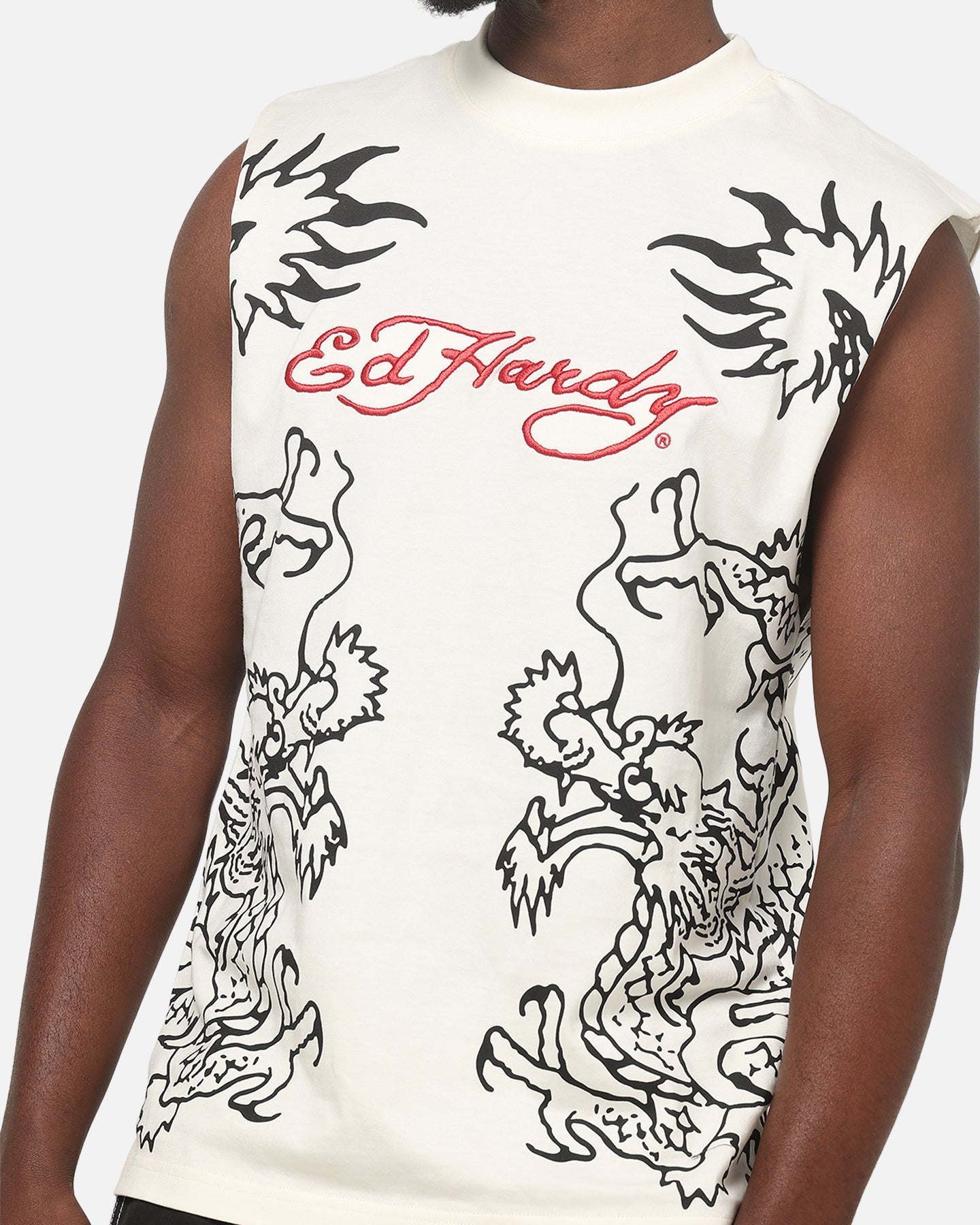 Ed Hardy Dragon Muscle T-Shirt Off White
