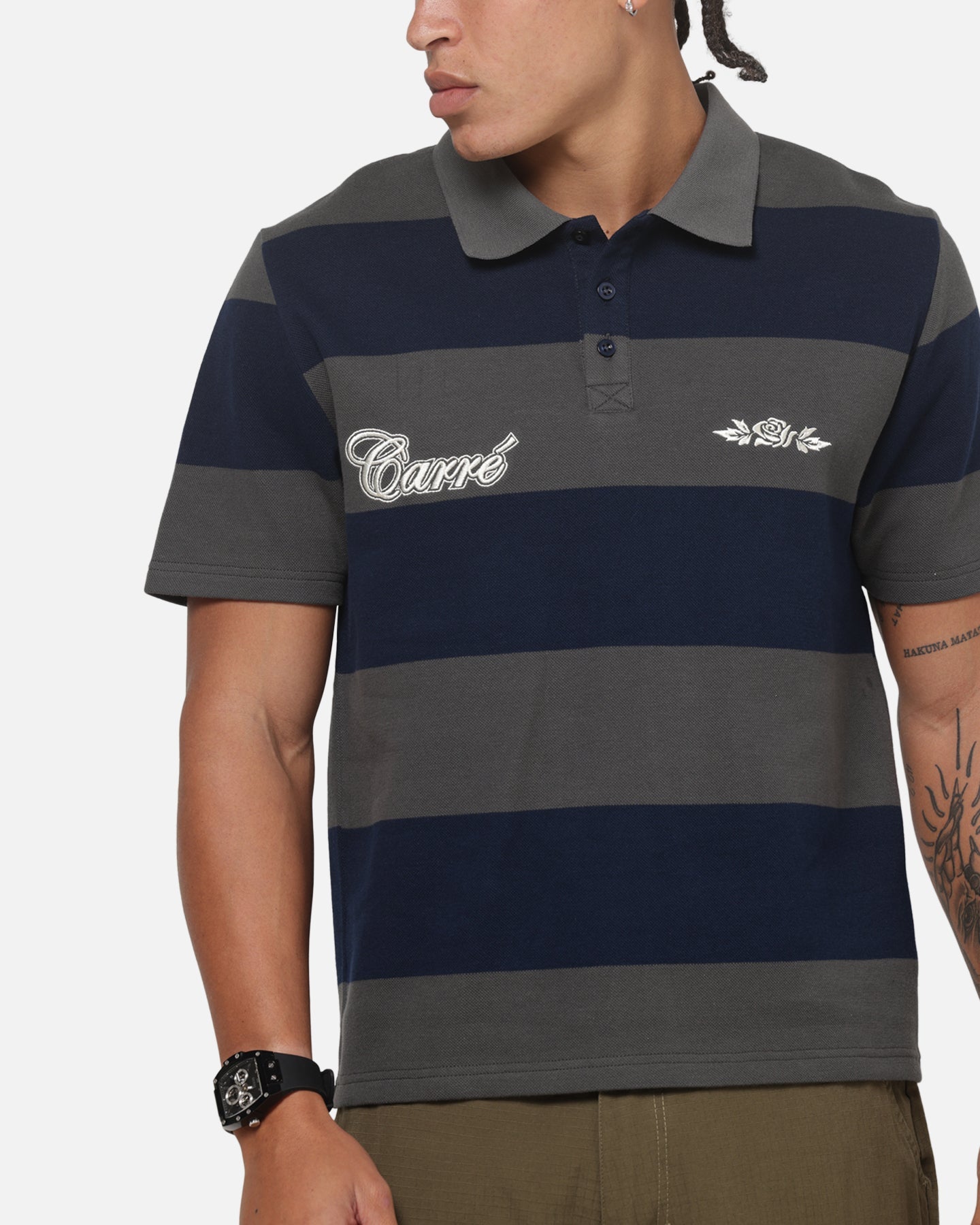 Carre Common Striped Polo Forest/Navy