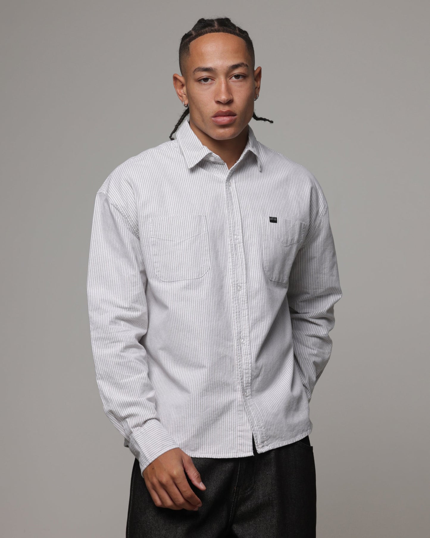 American Thrift Oxford Long Sleeve Shirt Brown Stripe