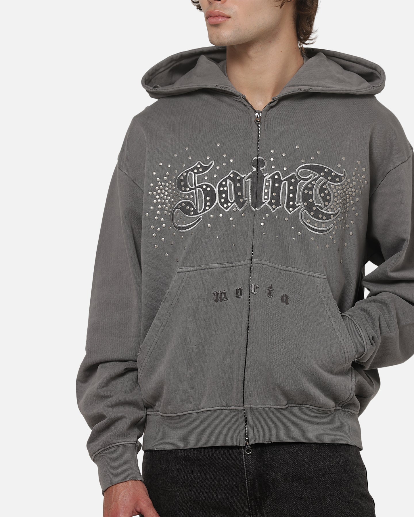 AVILA Saint Morta Medievil Zip Hoodie Washed Charcoal