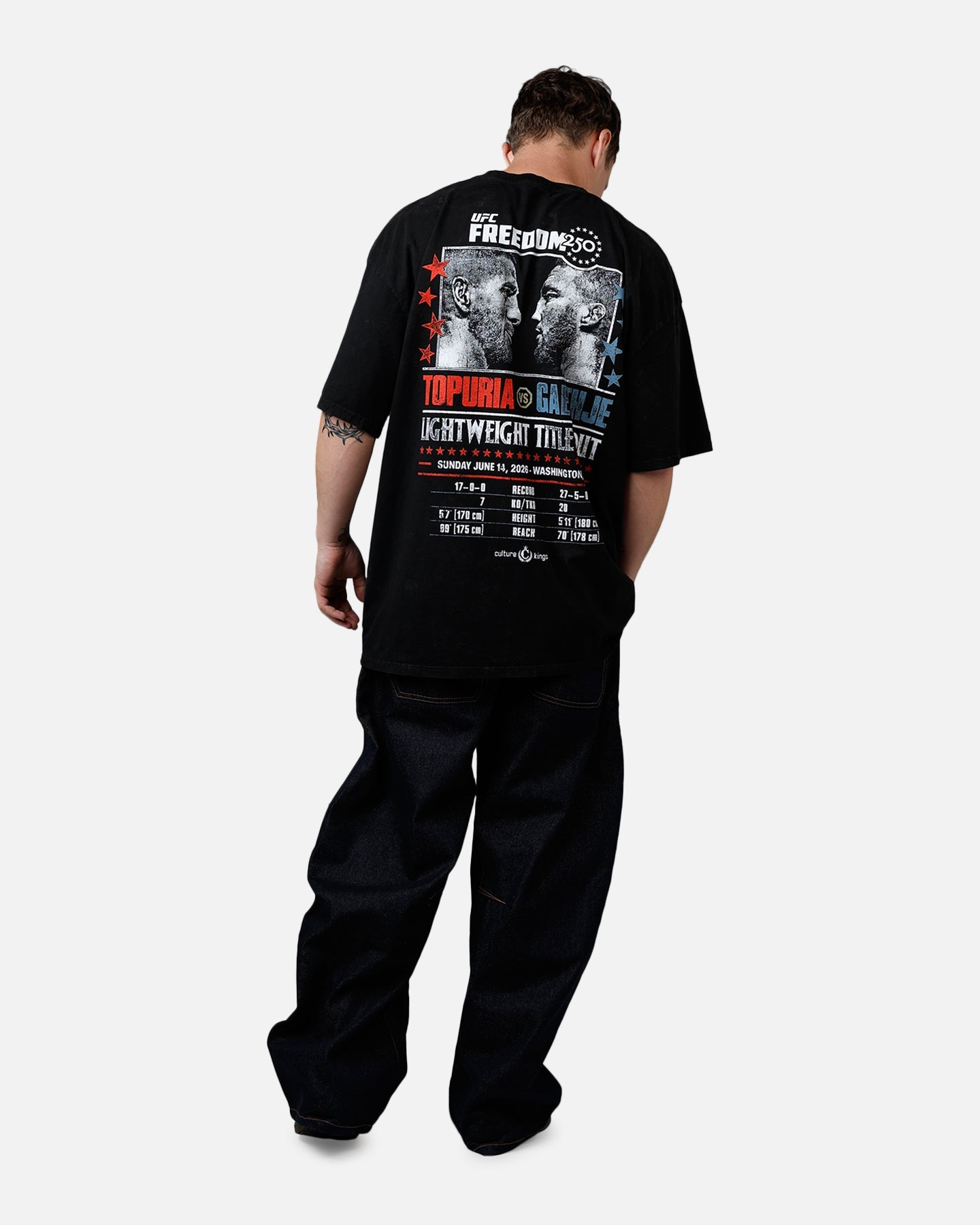 UFC By Culture Kings UFC 250 Topuria Vs Gaethje T-Shirt Black Acidwash