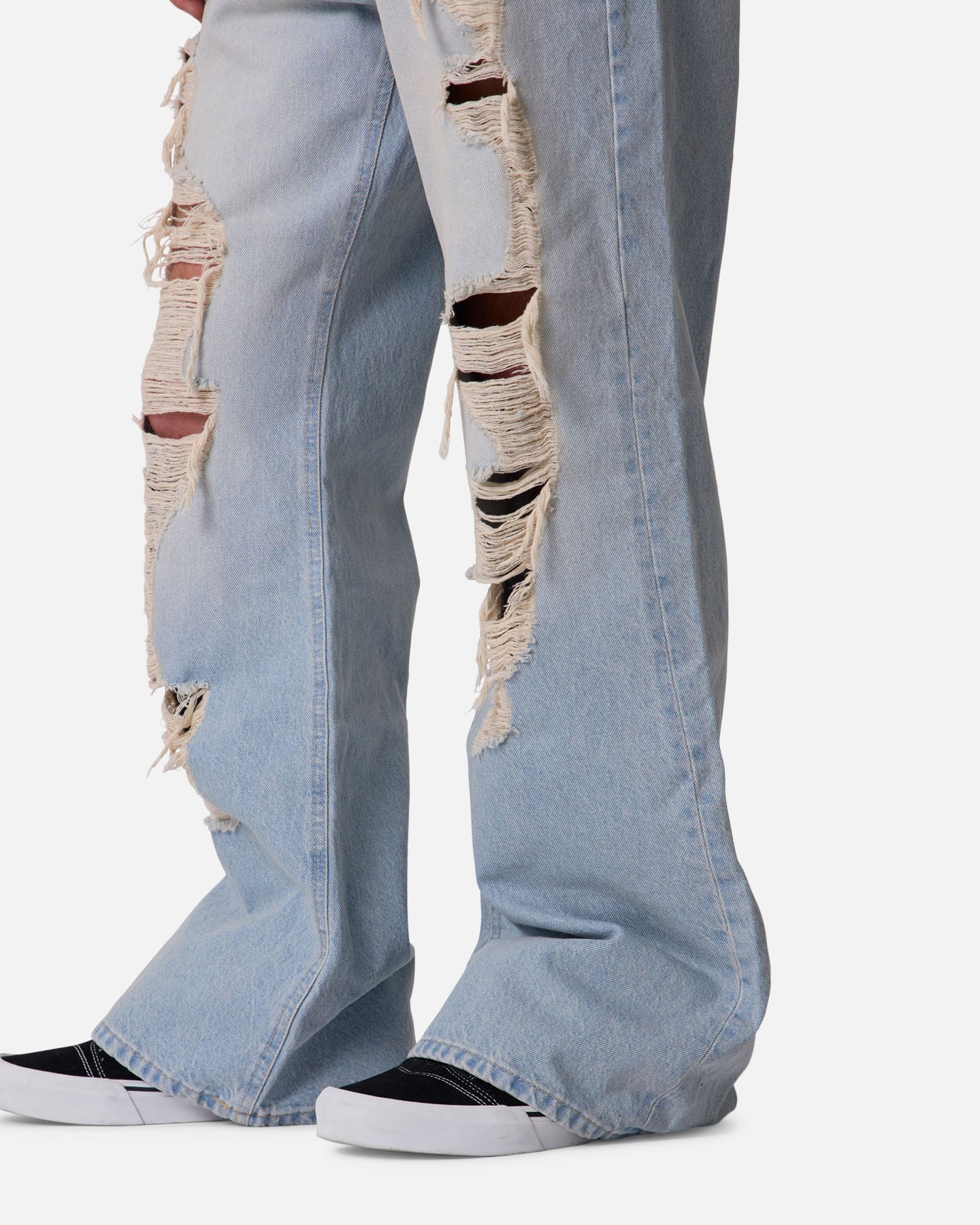 MNML Distressed Kick Flare Denim Jeans Blue