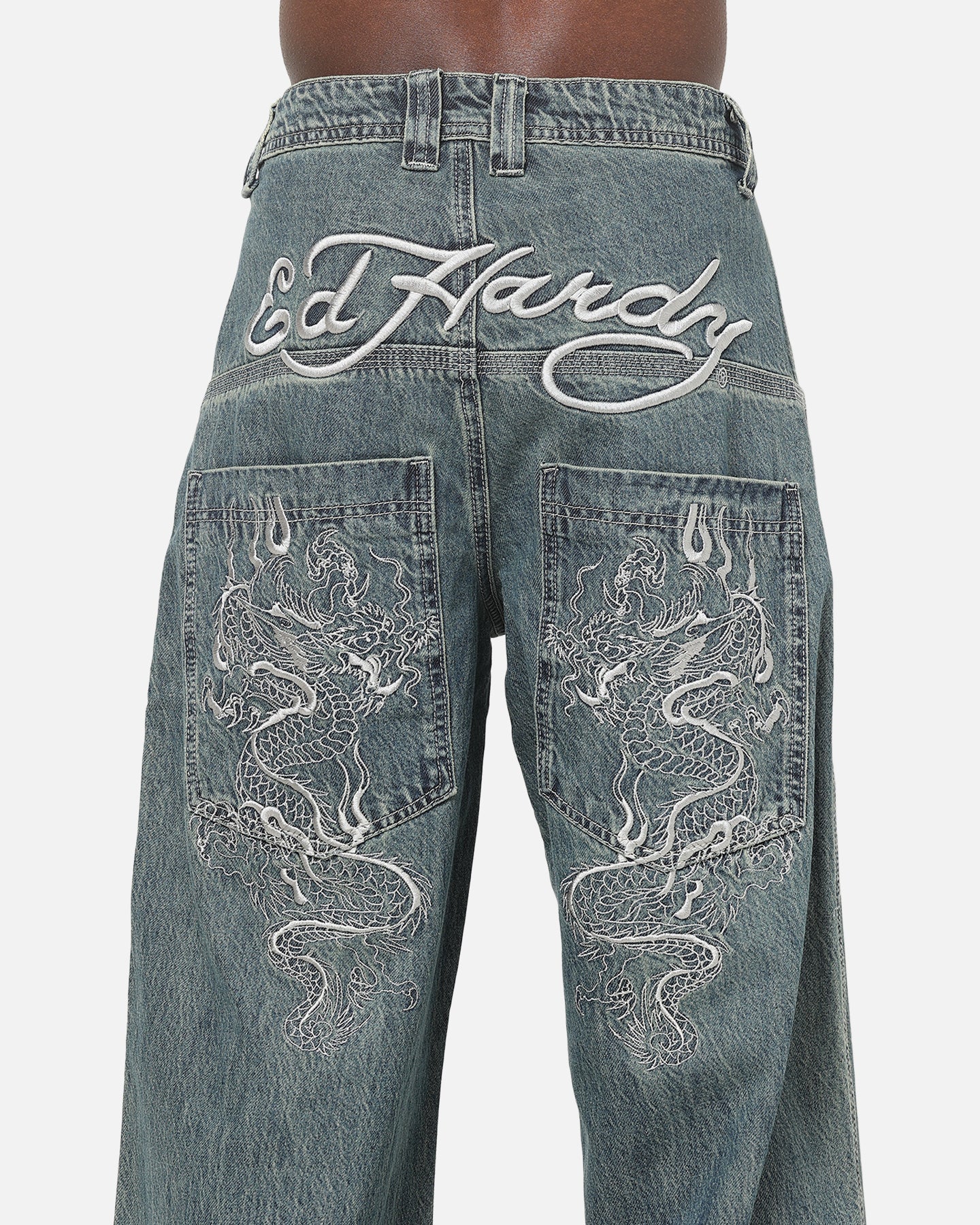 Ed Hardy Dragon Ultra Wide Jeans Mid Blue