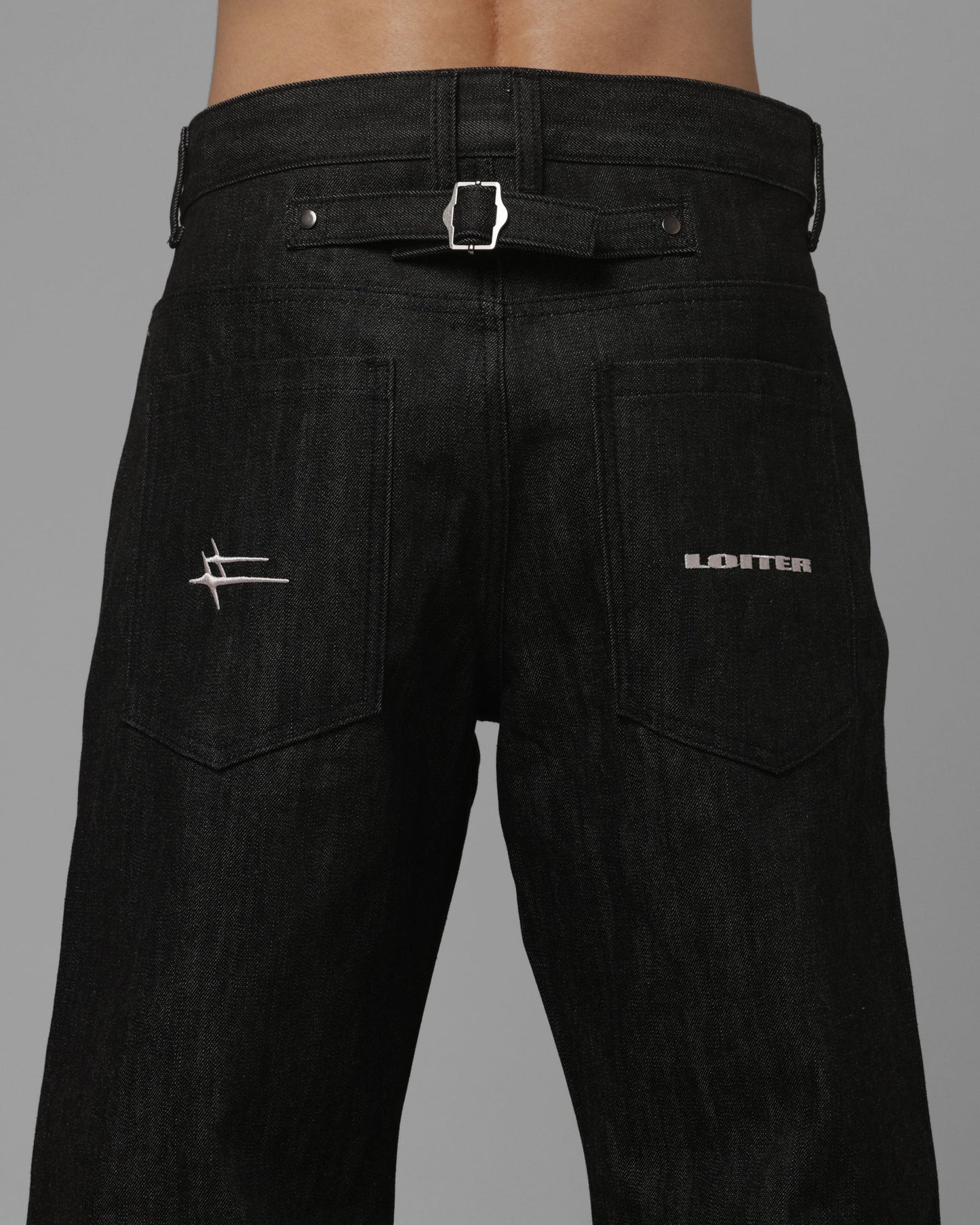 Loiter Selvedge Denim Boot Cut Jeans Black