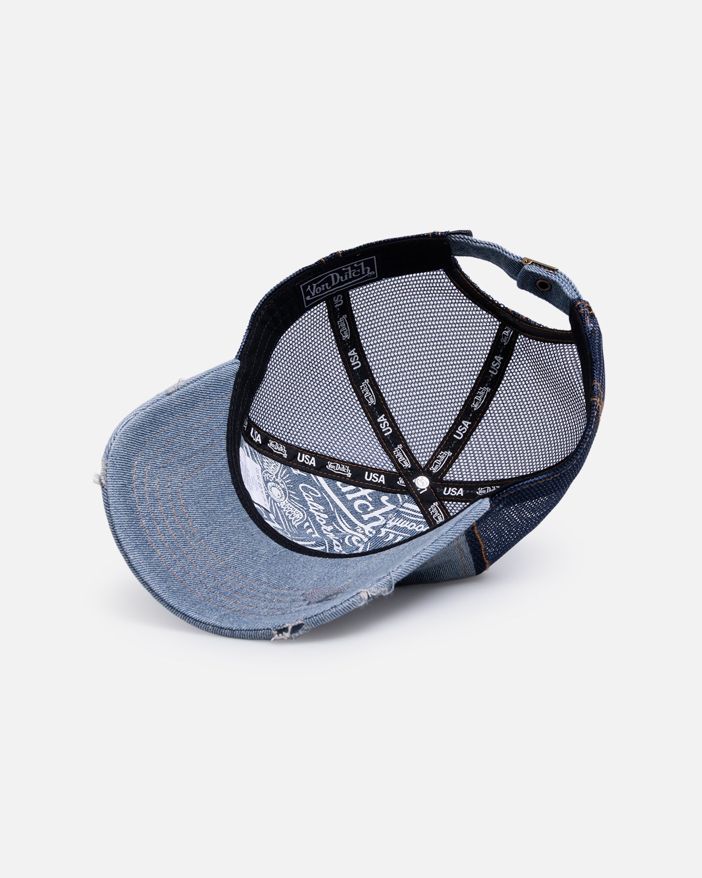 Von Dutch Destroyed Denim Trucker Strapback Denim