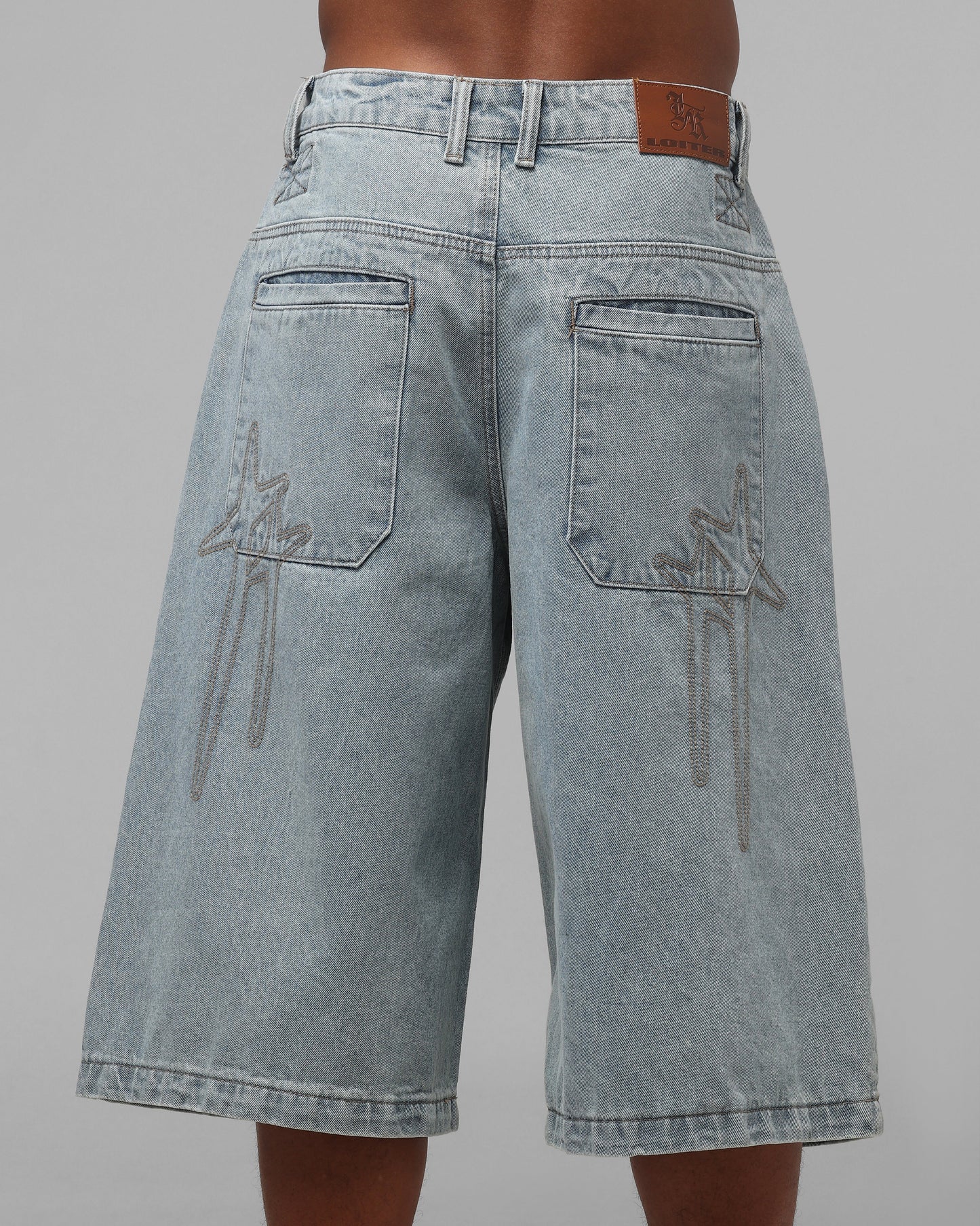 Loiter Star Born Pleated Jorts Blue Washed Denim