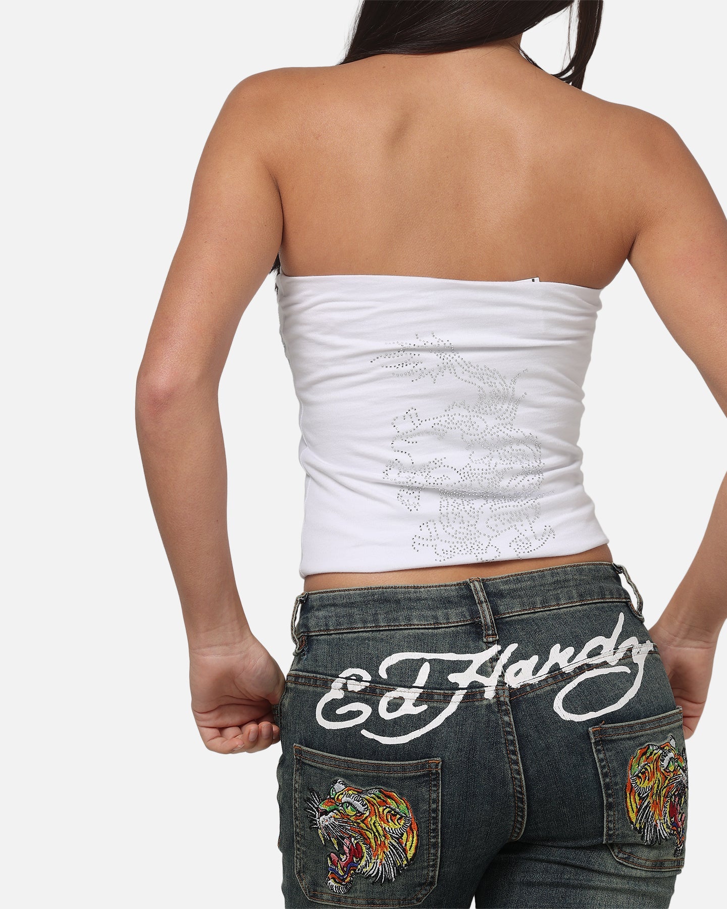 Ed Hardy Women's Dragon Boob Tube White