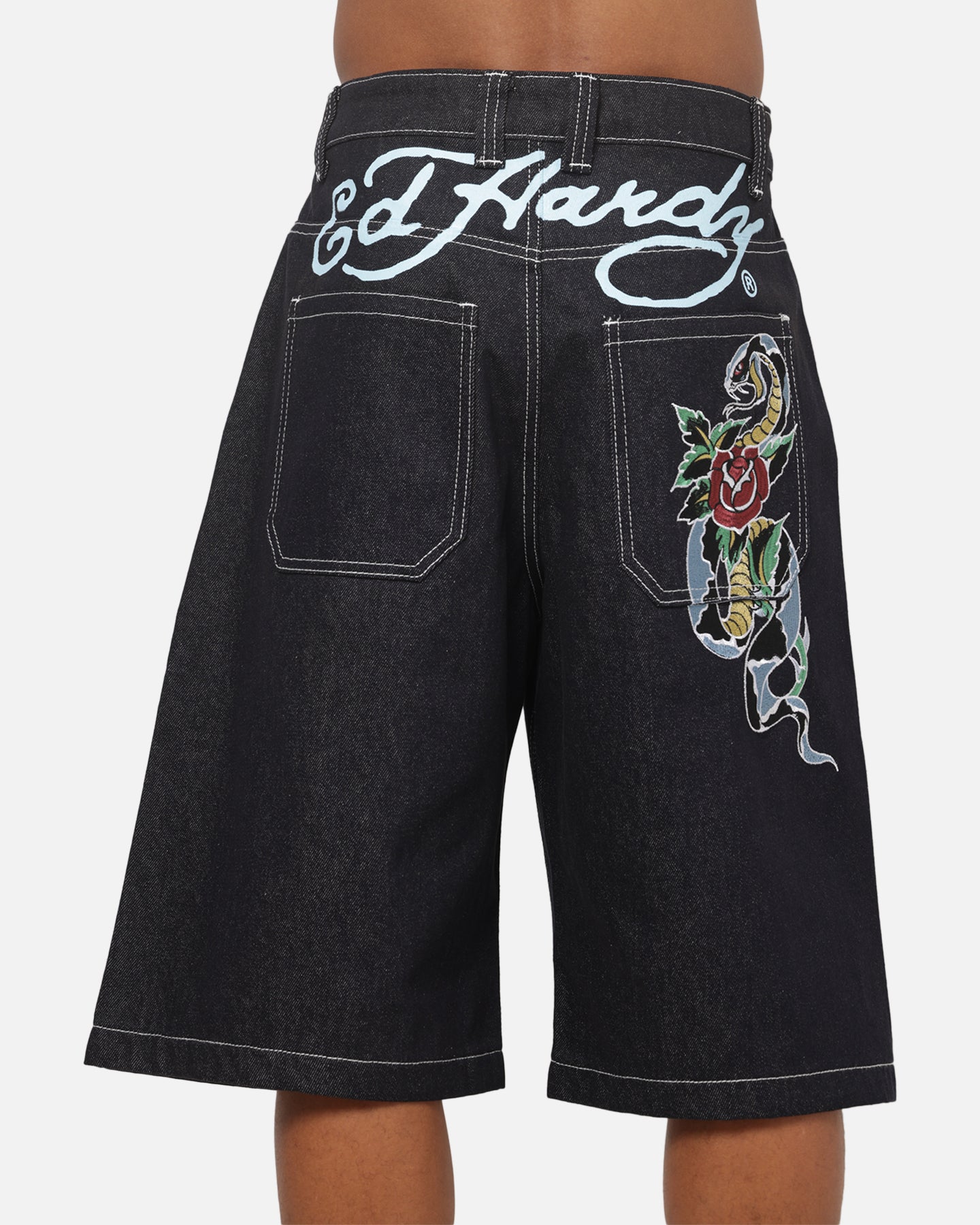 Ed Hardy Serpent Jorts Indigo