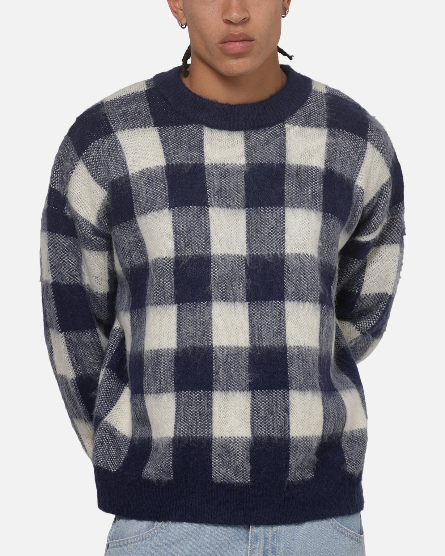 Carre Ombre Knitted Jumper Navy Plaid