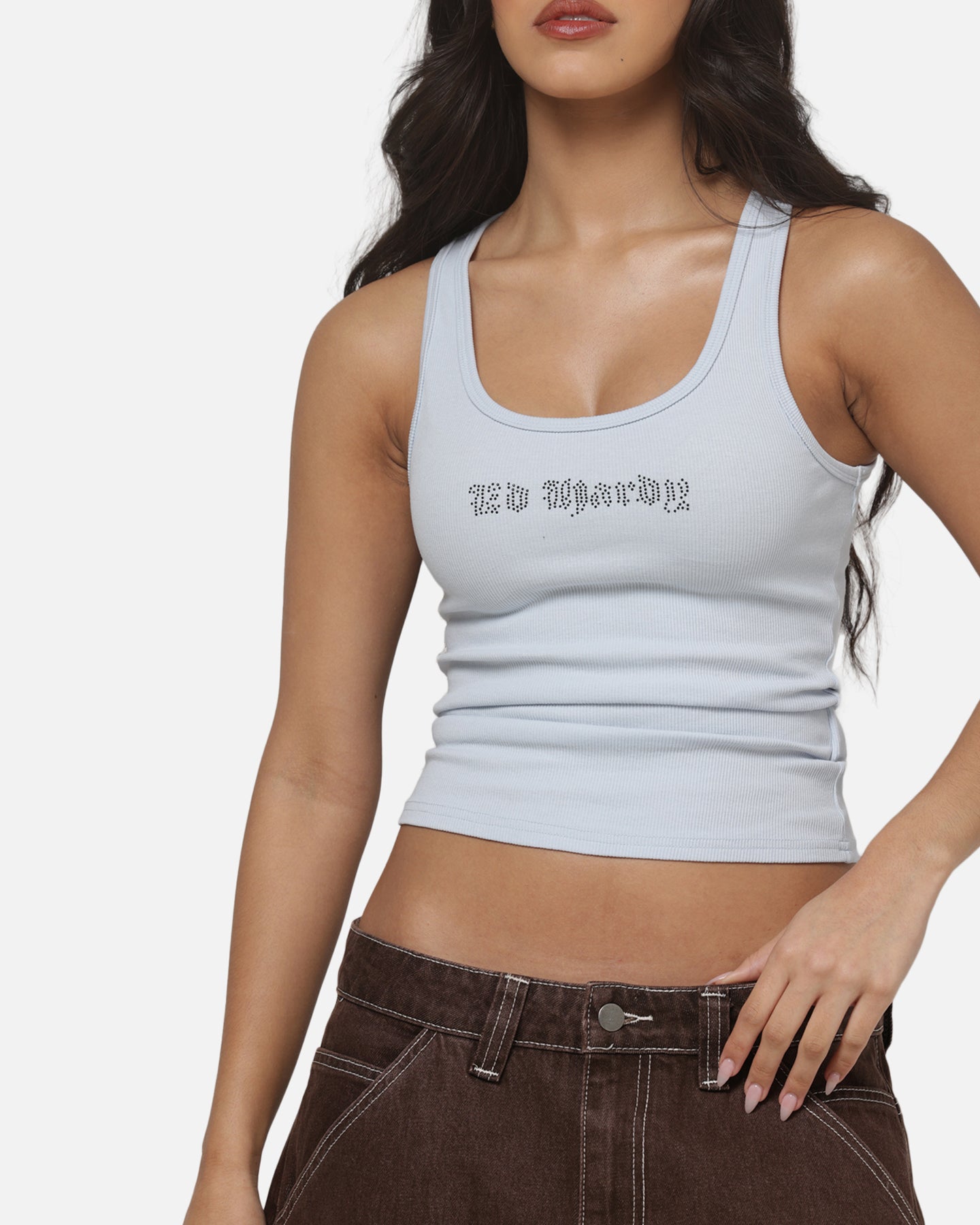 Ed Hardy Women's Signature Rhinestone Tank Blue
