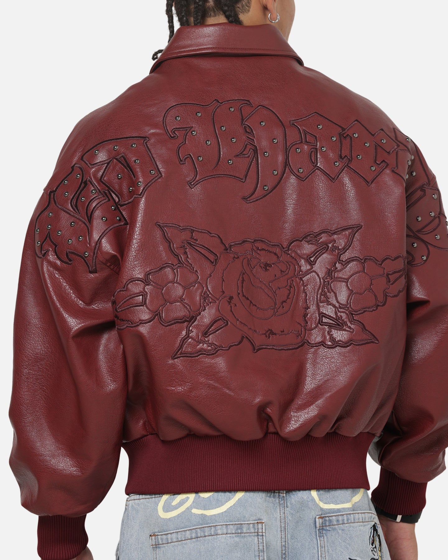 Ed Hardy Studded Bomber Jacket Red