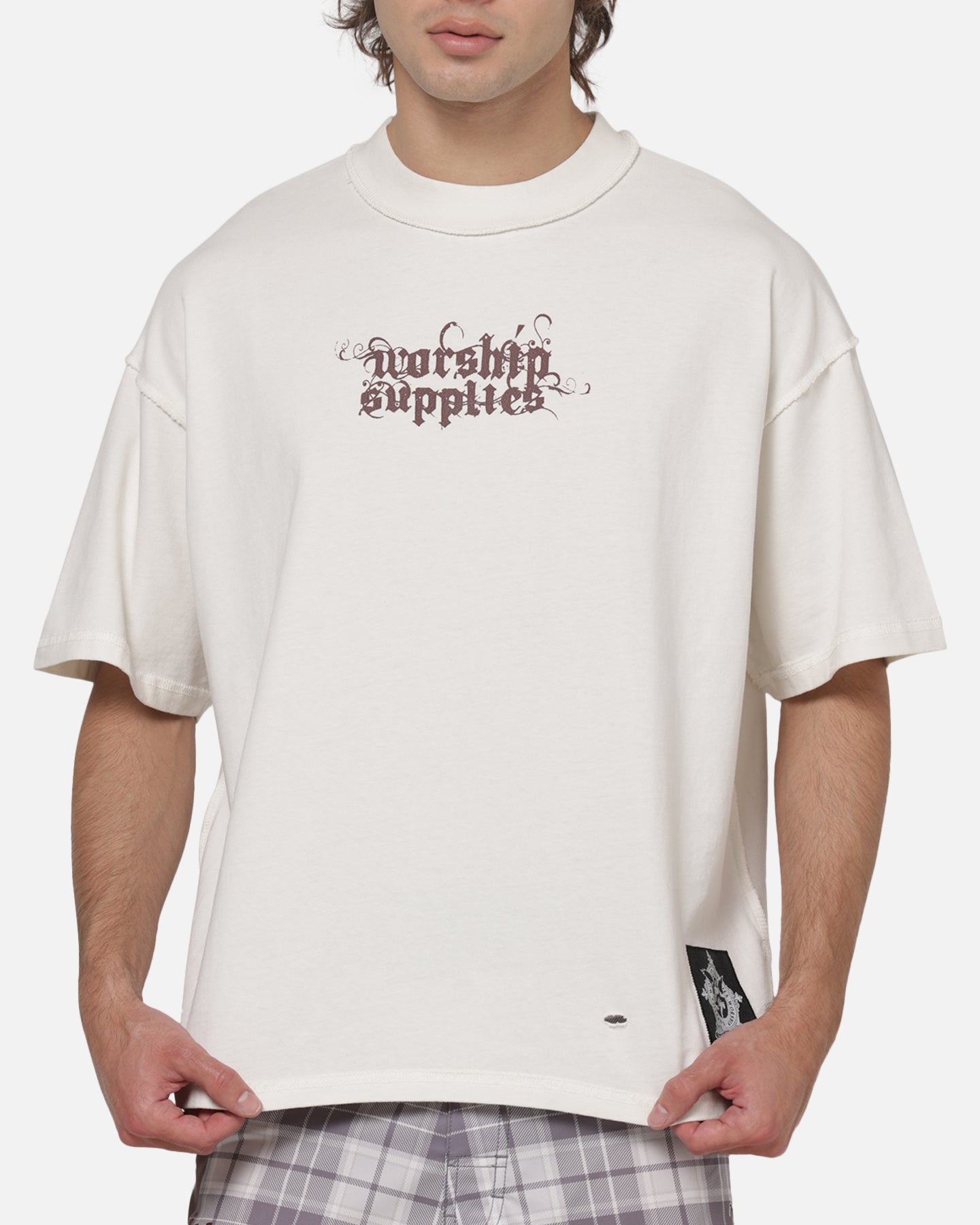 Worship Restraint Box Crop Reverse T-Shirt Coconut Milk
