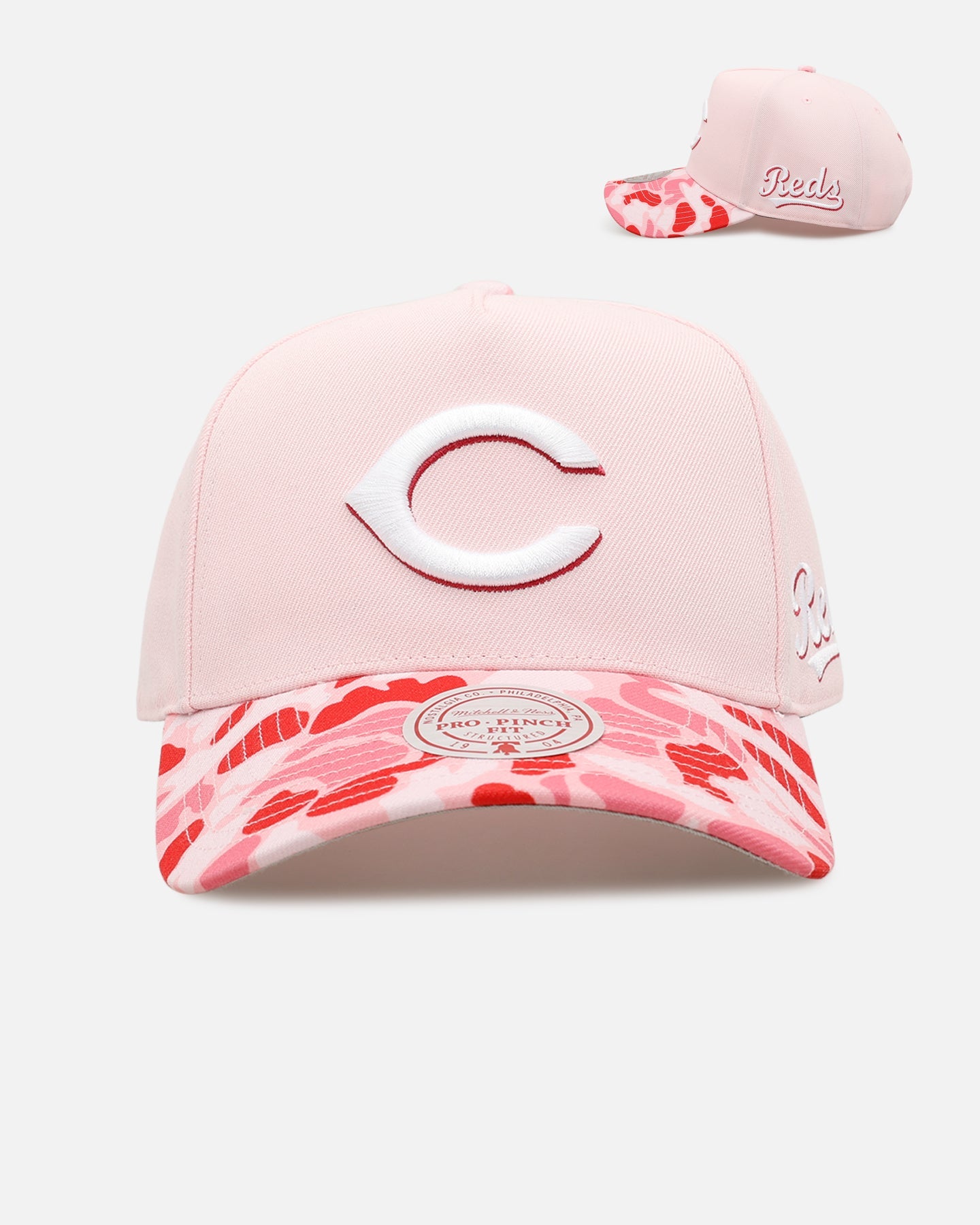 Mitchell & Ness Cincinnati Reds 'Pink Camo' Pro Pinch Snapback Pink