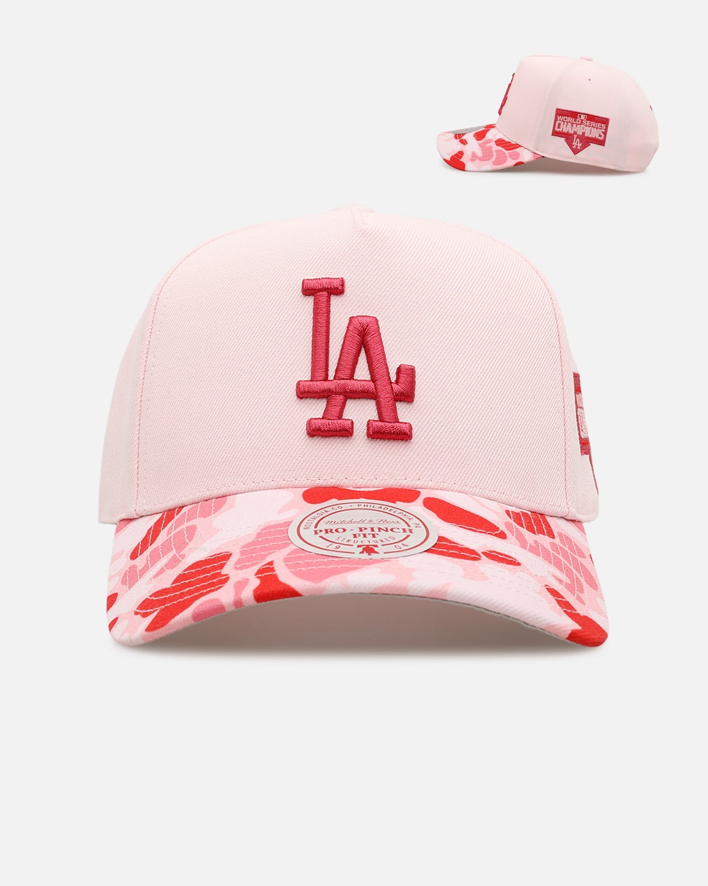 Mitchell & Ness Los Angeles Dodgers 'Pink Camo' Pro Pinch Snapback Pink