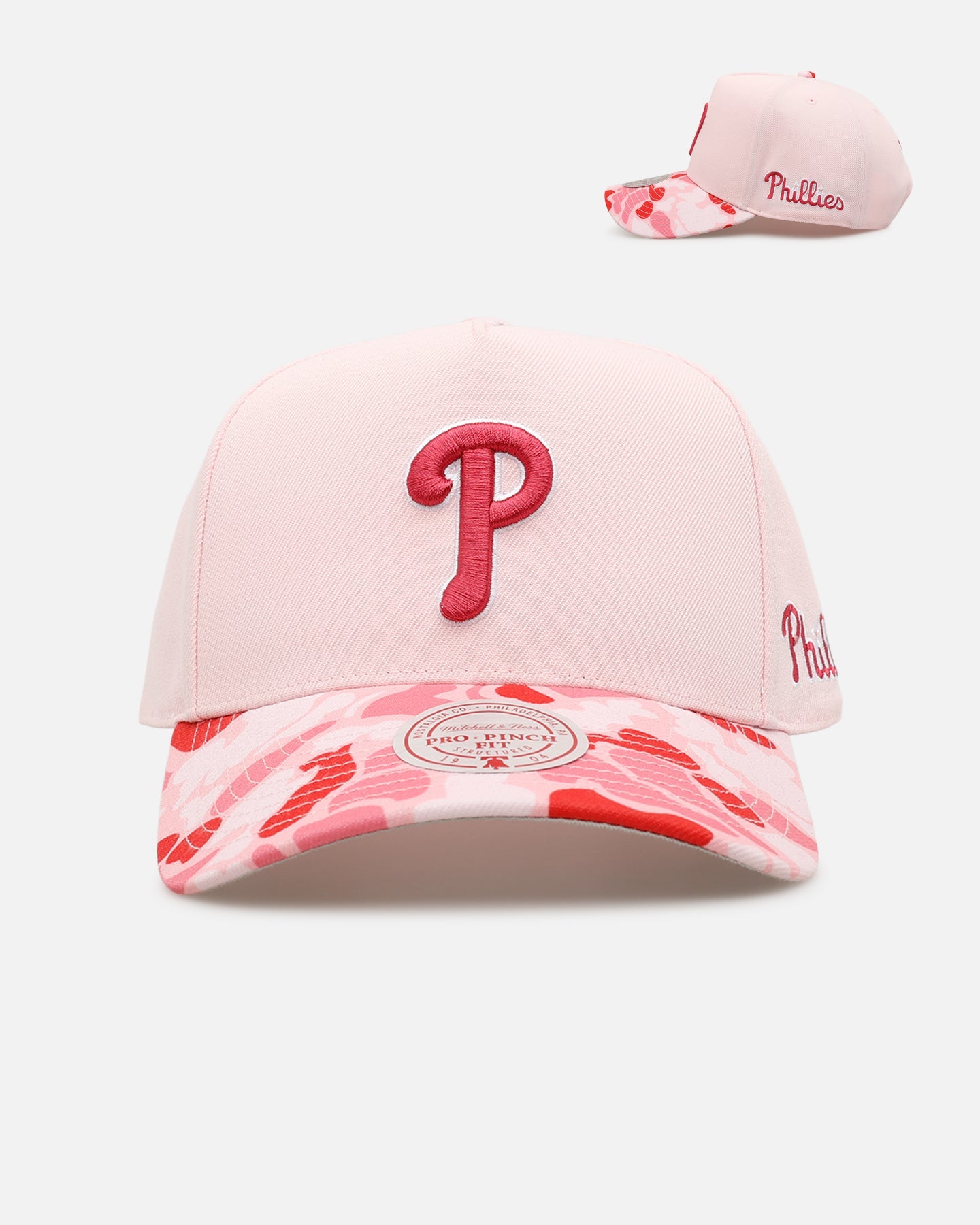 Mitchell & Ness Philadelphia Phillies 'Pink Camo' Pro Pinch Snapback Pink