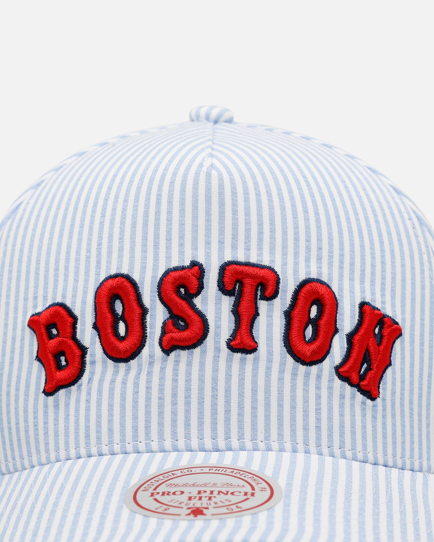 Mitchell & Ness Boston Red Sox 'Seersucker' Pro Pinch Snapback Blue/White