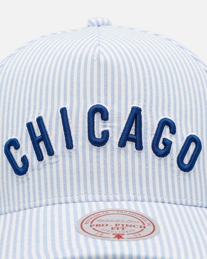 Mitchell & Ness Chicago Cubs 'Seersucker' Pro Pinch Snapback Blue/White