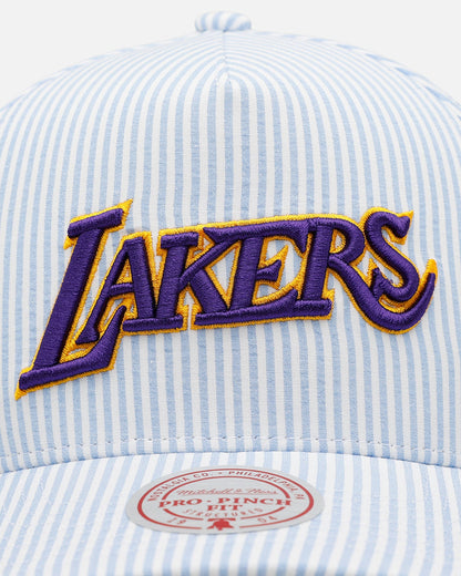 Mitchell & Ness Los Angeles Lakers 'Seersucker' Pro Pinch Snapback Blue/White