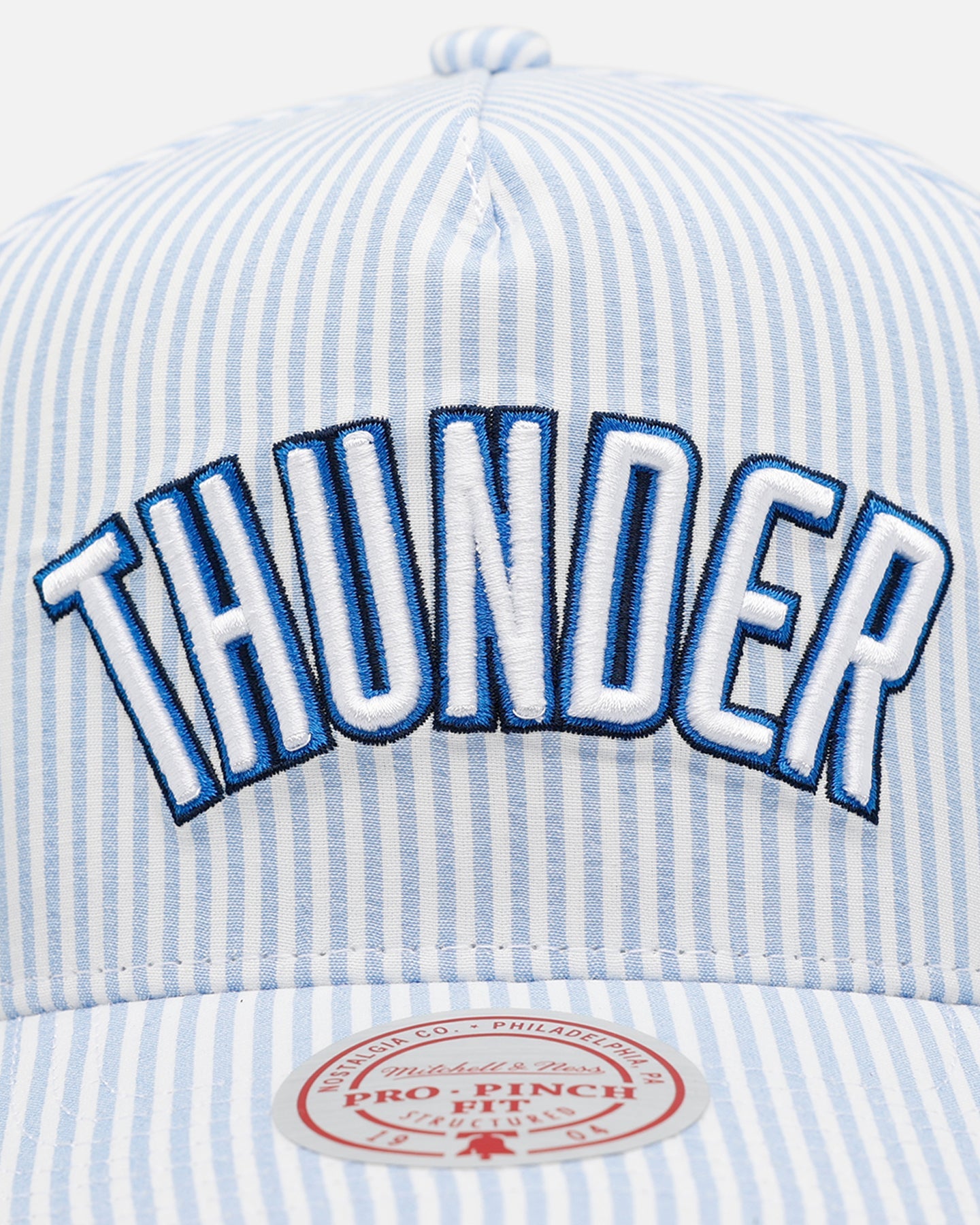 Mitchell & Ness Oklahoma City Thunder 'Seersucker' Pro Pinch Snapback Blue/White
