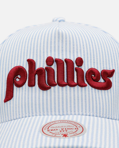 Mitchell & Ness Philadelphia Phillies 'Seersucker' Pro Pinch Snapback Blue/White