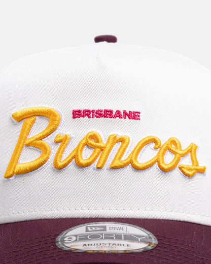 New Era Brisbane Broncos 'Chrome Script' 9FORTY A-Frame Snapback Official Team Colour