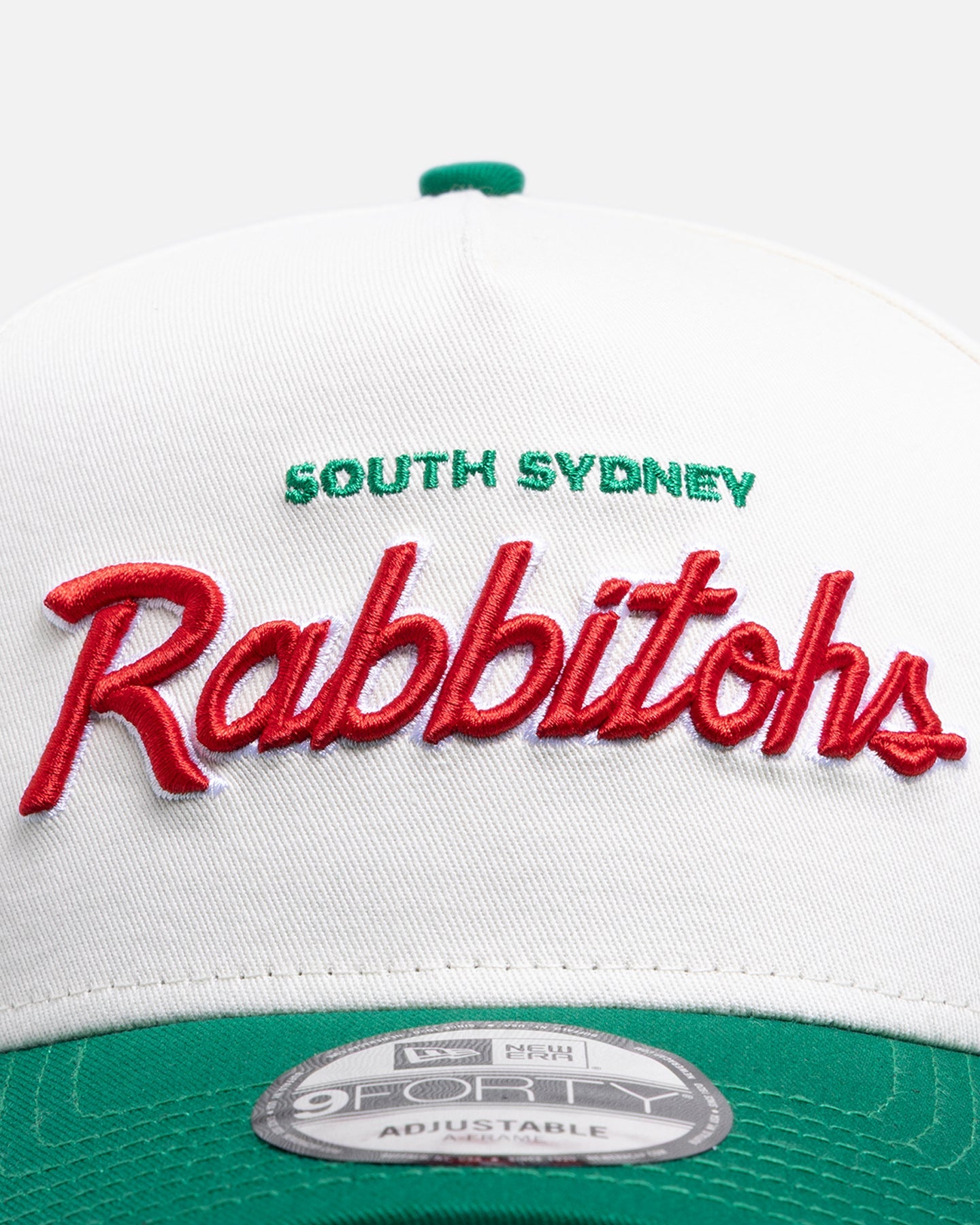 New Era South Sydney Rabbitohs 'Chrome Script' 9FORTY A-Frame Snapback Official Team Colour