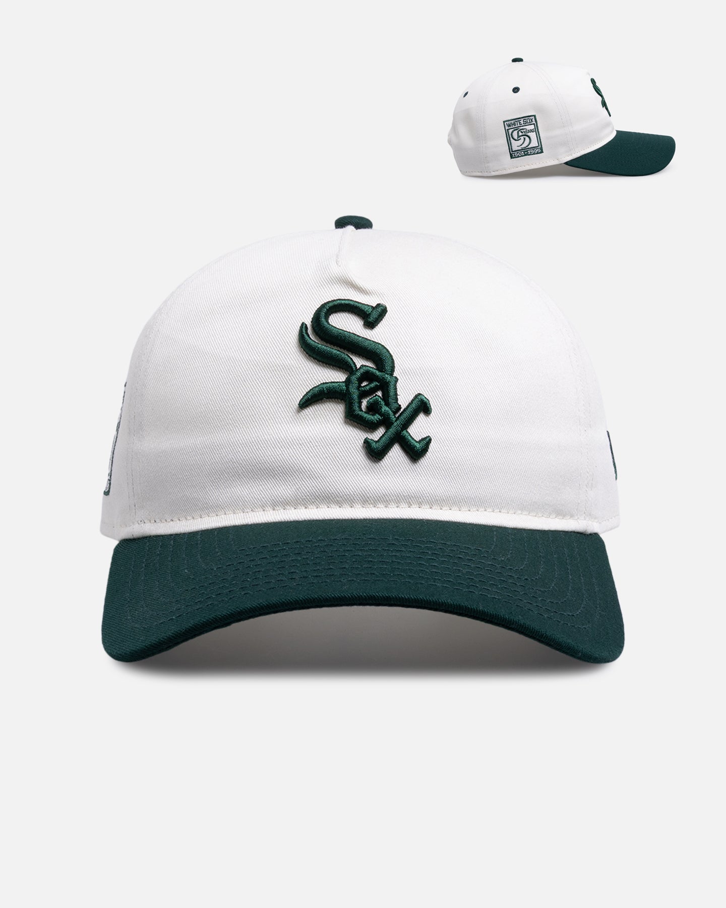 New Era Chicago White Sox 'Dark Green Chrome' 9FORTY A-Frame Snapback White/Green