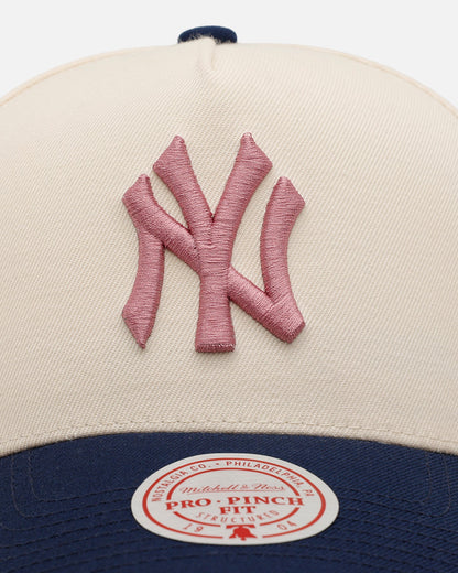 Mitchell & Ness New York Yankees 'Pink Team Logo' Pro Pinch Snapback Off White