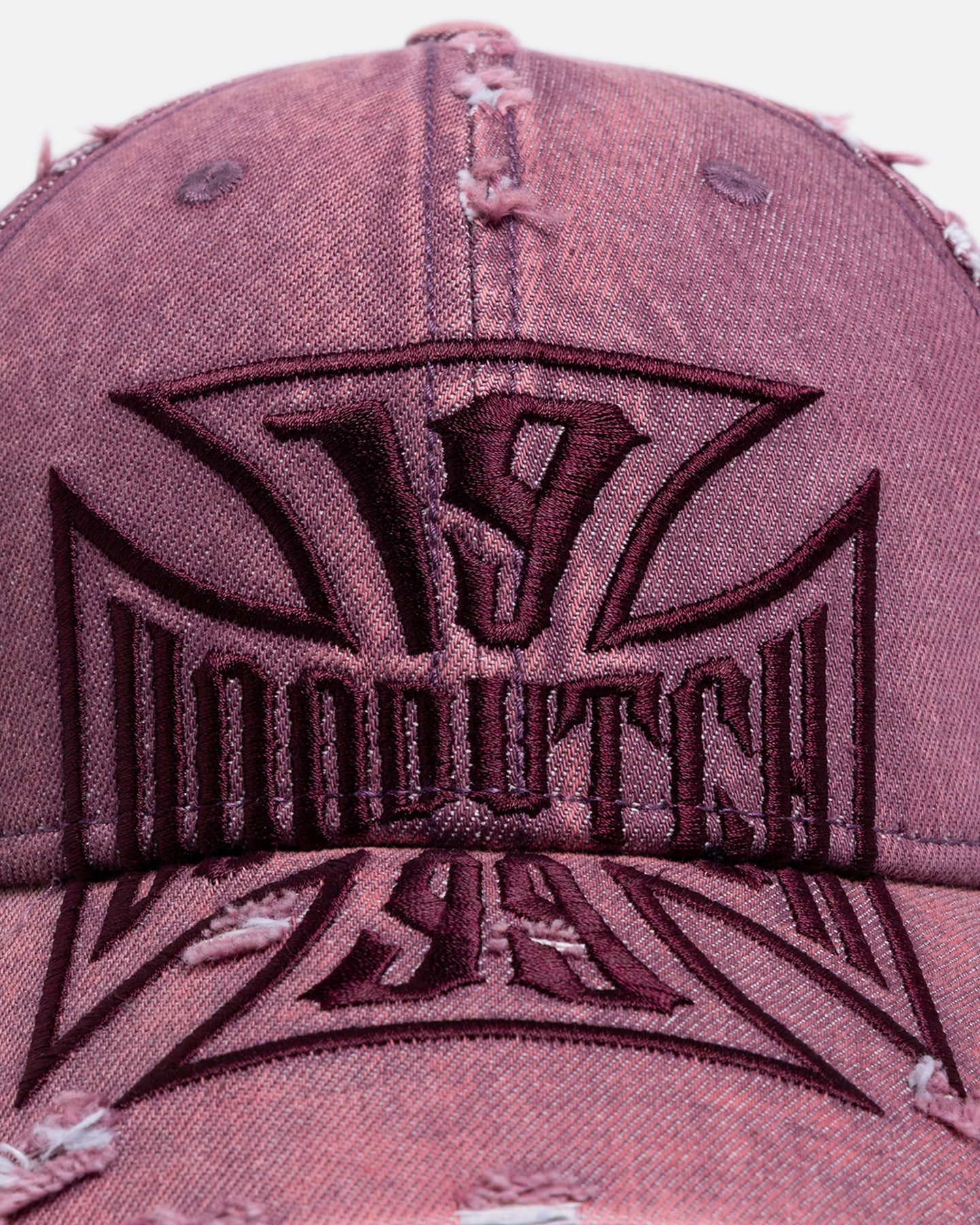 Von Dutch Cross Distressed Strapback Cap Burgundy