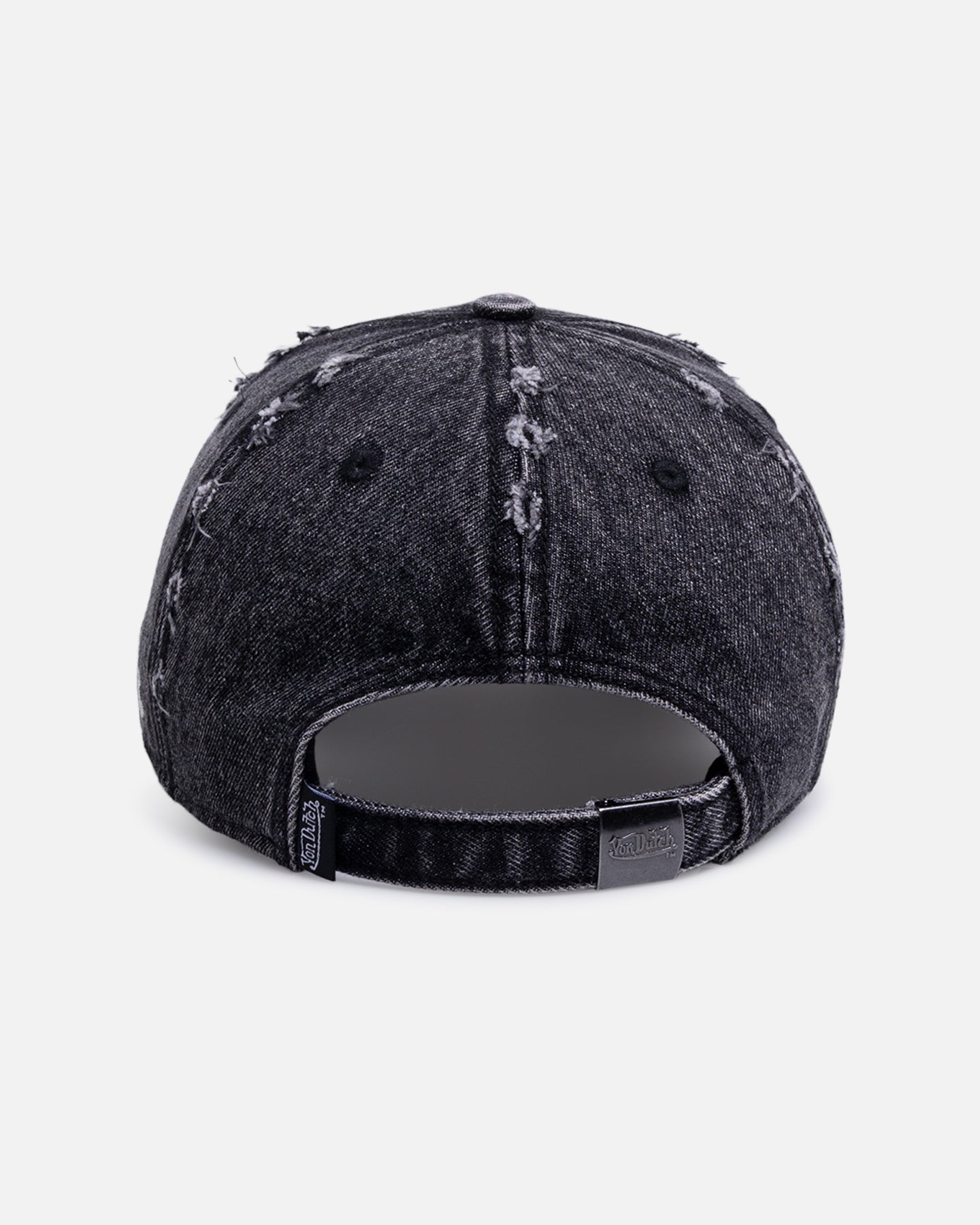 Von Dutch Cross Distressed Strapback Cap Washed Black
