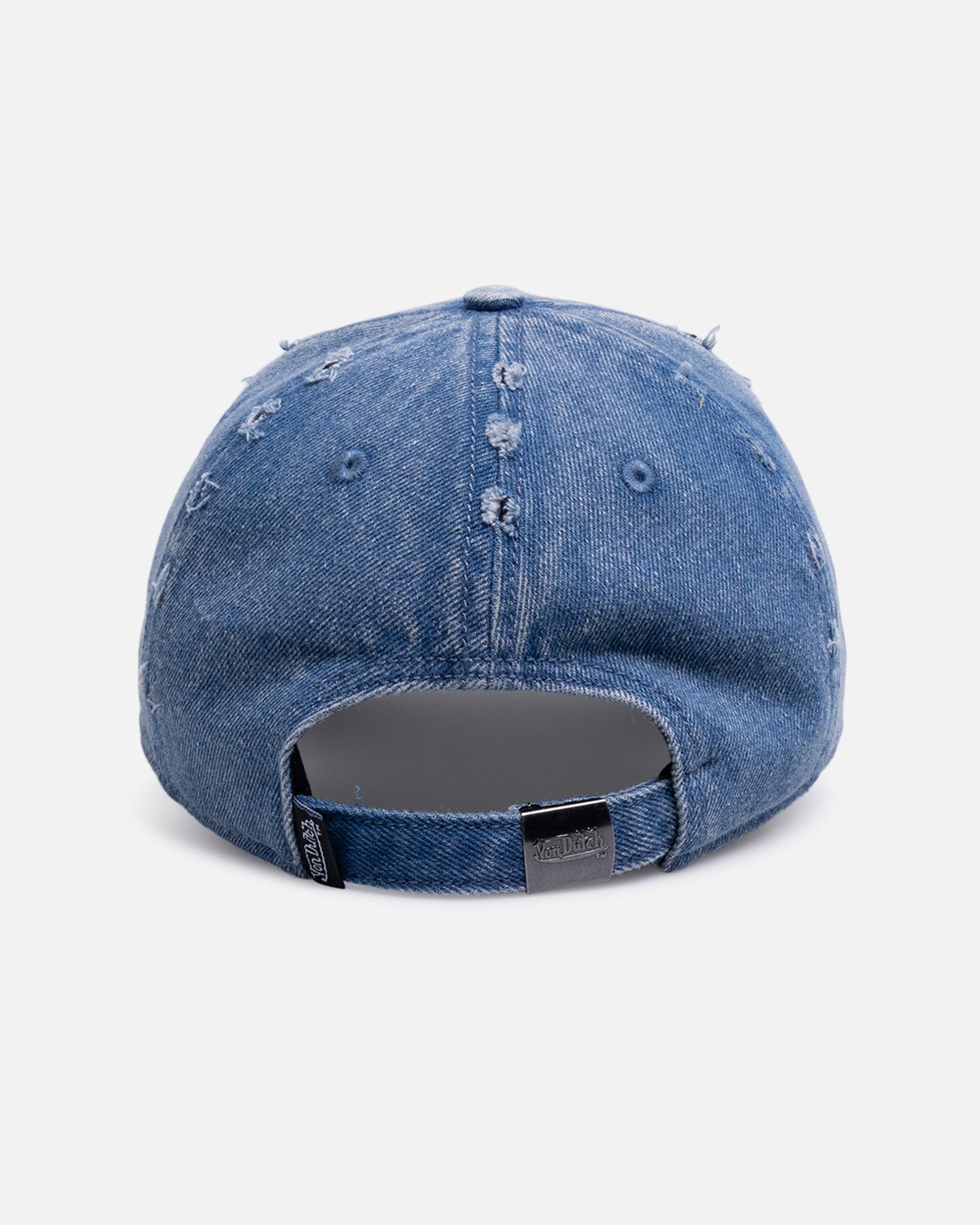Von Dutch Cross Distressed Strapback Cap Washed Blue