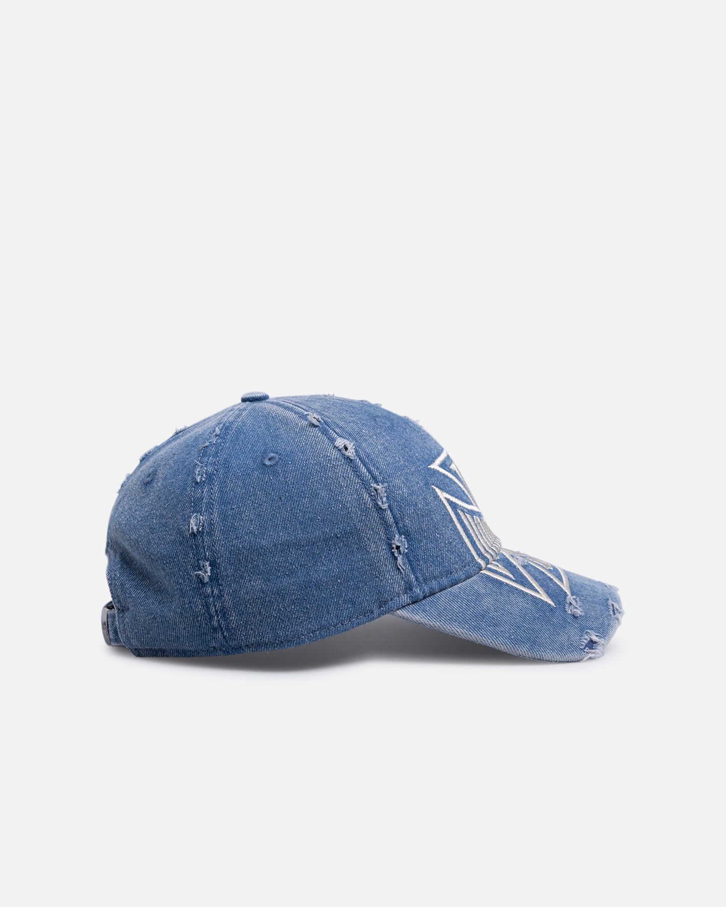 Von Dutch Cross Distressed Strapback Cap Washed Blue