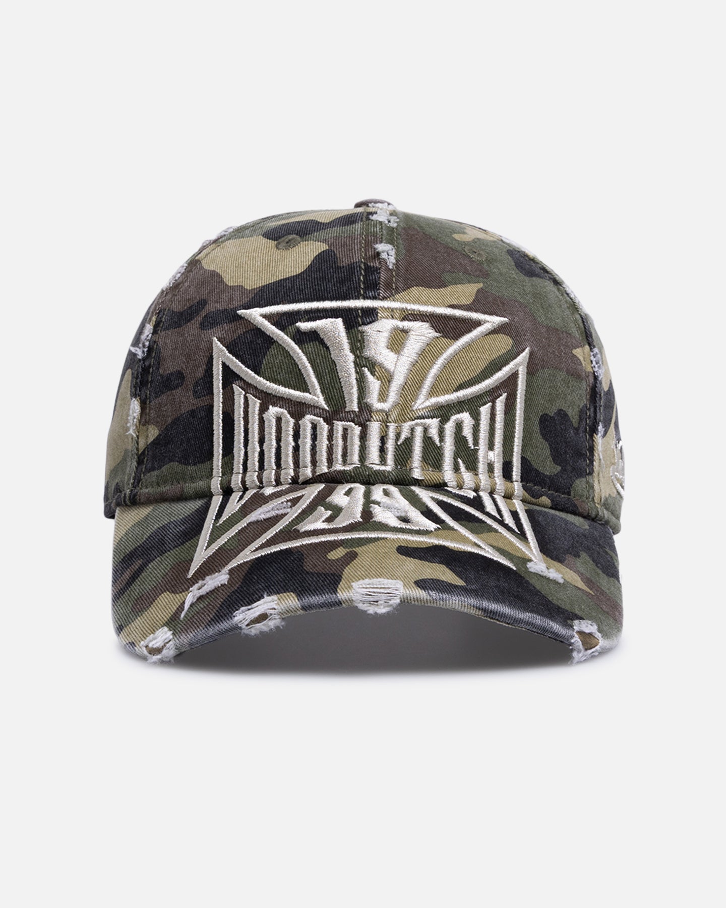 Von Dutch Cross Distressed Strapback Cap Camo