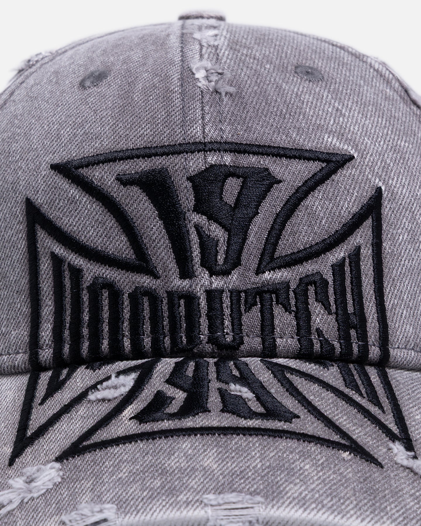 Von Dutch Cross Distressed Strapback Cap Washed Grey