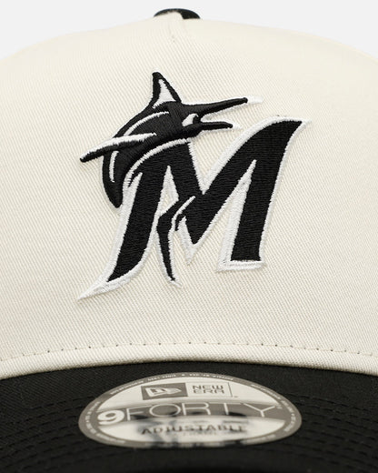New Era Miami Marlins 'Easy Chrome Black' 9FORTY A-Frame Snapback Chrome/Black