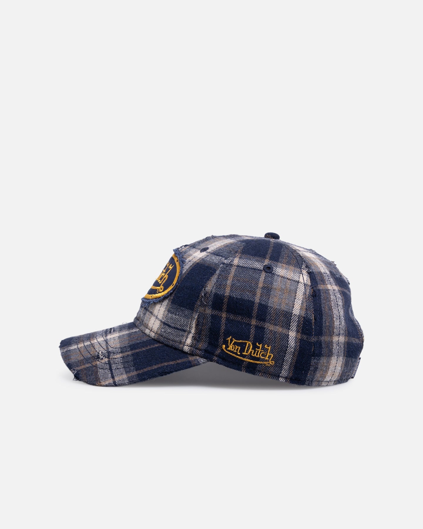 Von Dutch Gingham Dad Strapback Cap Blue