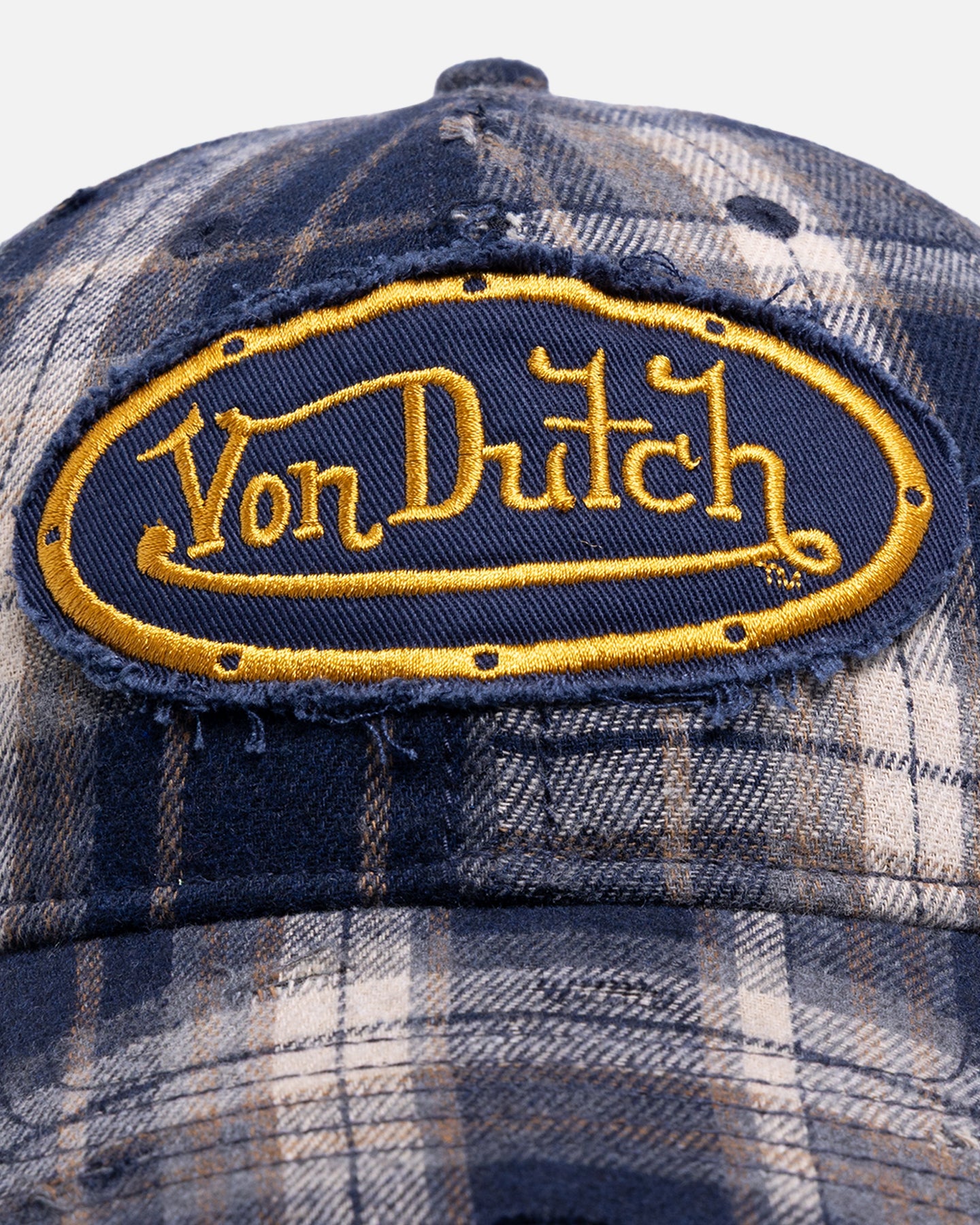 Von Dutch Gingham Dad Strapback Cap Blue
