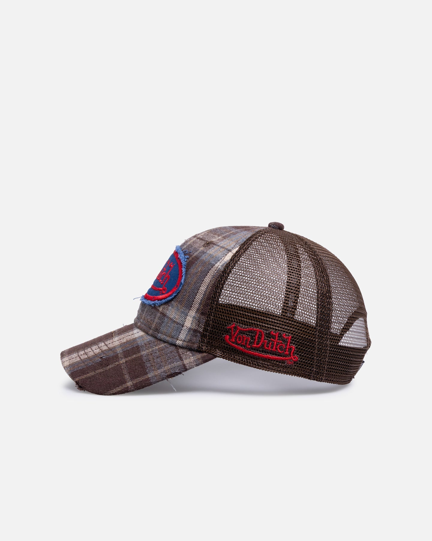 Von Dutch Gingham Trucker Snapback Brown