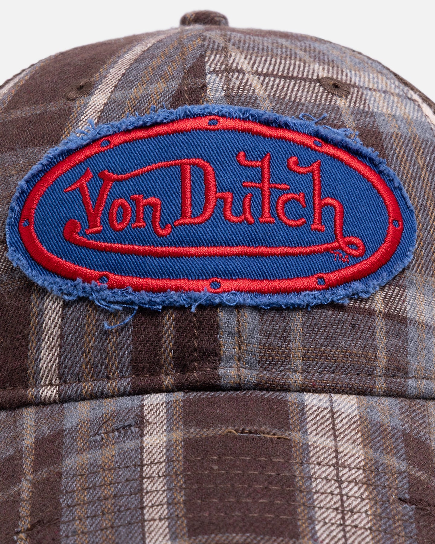 Von Dutch Gingham Trucker Snapback Brown
