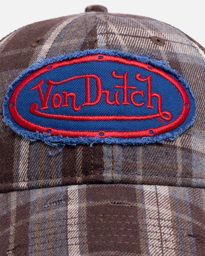 Von Dutch Gingham Trucker Snapback Brown