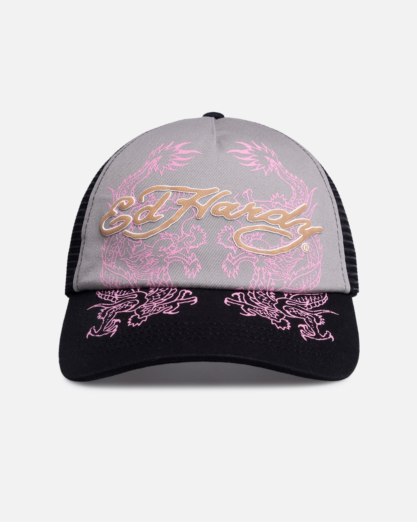 AVILA Ed Hardy Dragon Puffer Trucker Snapback Black/Pink
