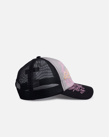 AVILA Ed Hardy Dragon Puffer Trucker Snapback Black/Pink